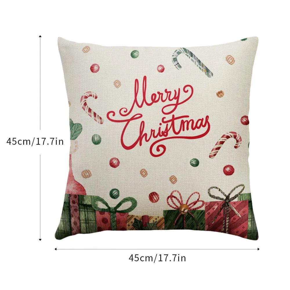 New Christmas Deer Gifts Cotton Linen Throw Pillow Cushion Cover Car Home Sofa Decorative Pillowcase 45x45cm | Дом и сад