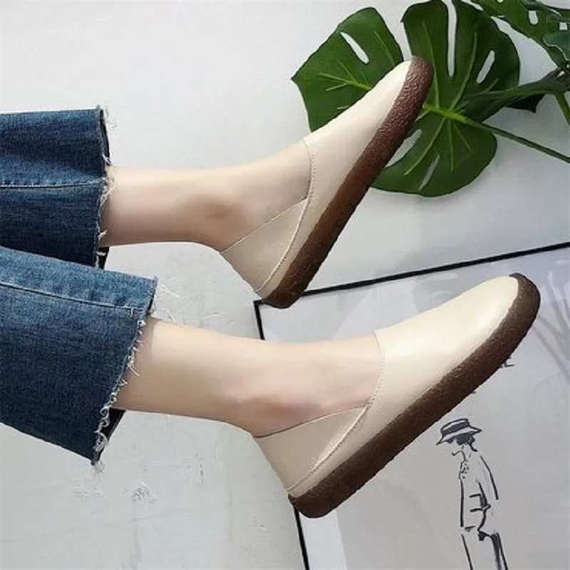 Женская обувь в горошек Новинка осени 2019 тонкие туфли на плоской подошве с