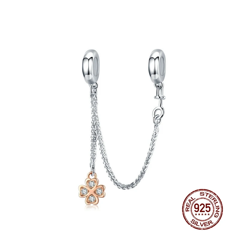 MOWIMO 925 пробы Серебряная безопасная цепочка очаровательный розовый Золотой