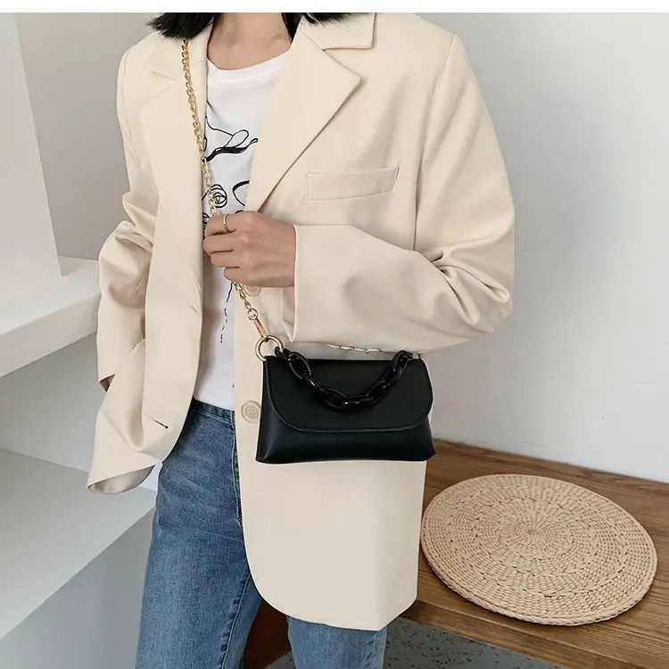 

PU Leather Shoulder Messenger Bags For Women Designer New Fashion Crossbody Bag Chain Handbags And Purses