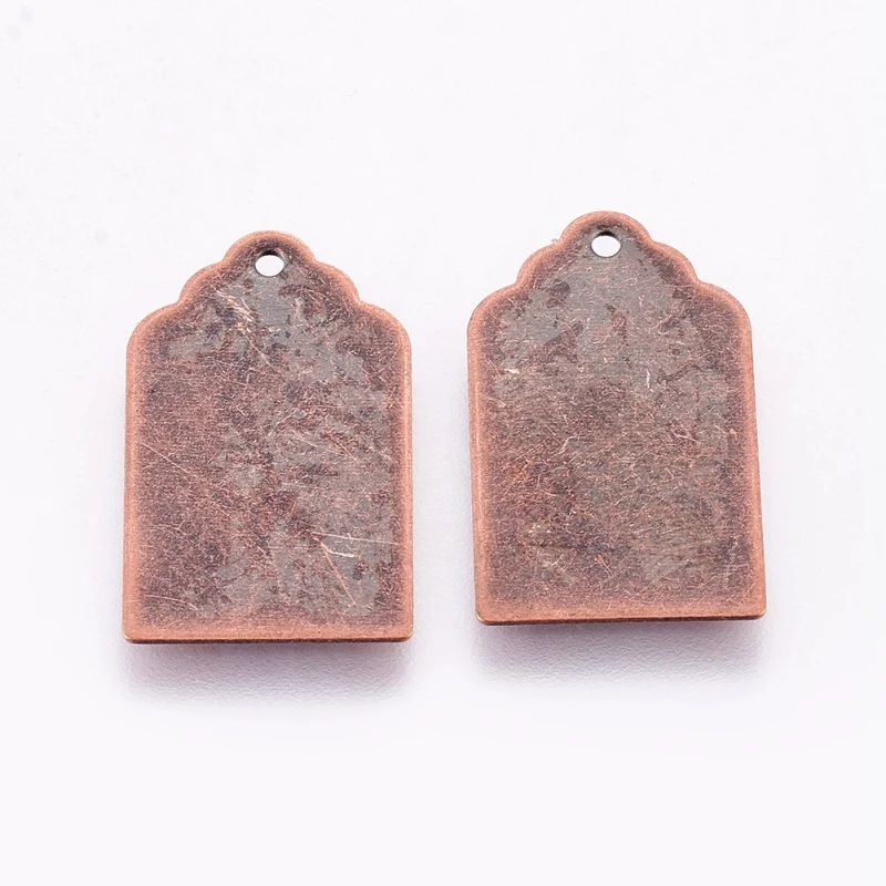 21x12x0.5mm 10 шт. металлические прямоугольные метки, латунные пустые штамповочные бирки подвески, античная бронза красная медь F70 - Окраска металла: 21x12x0.5mm