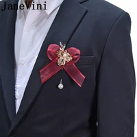 janevini burgundy groom wedding corsages and boutonnieres flowers brooch buttonhole pearls crystal best man suits pin bracelet