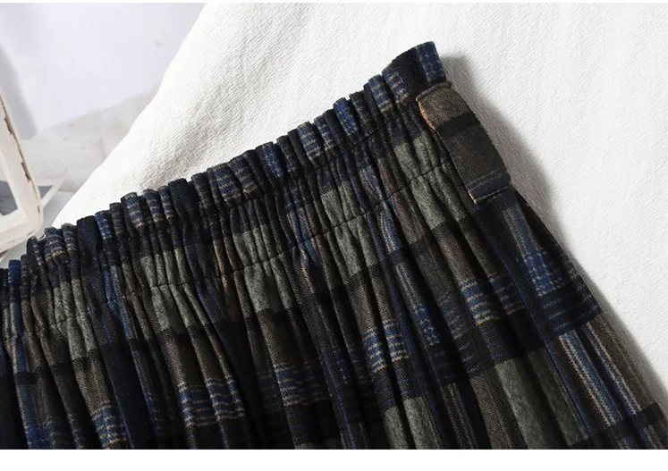 Женская шерстяная юбка миди винтажная плиссированная желтого и зеленого цветов