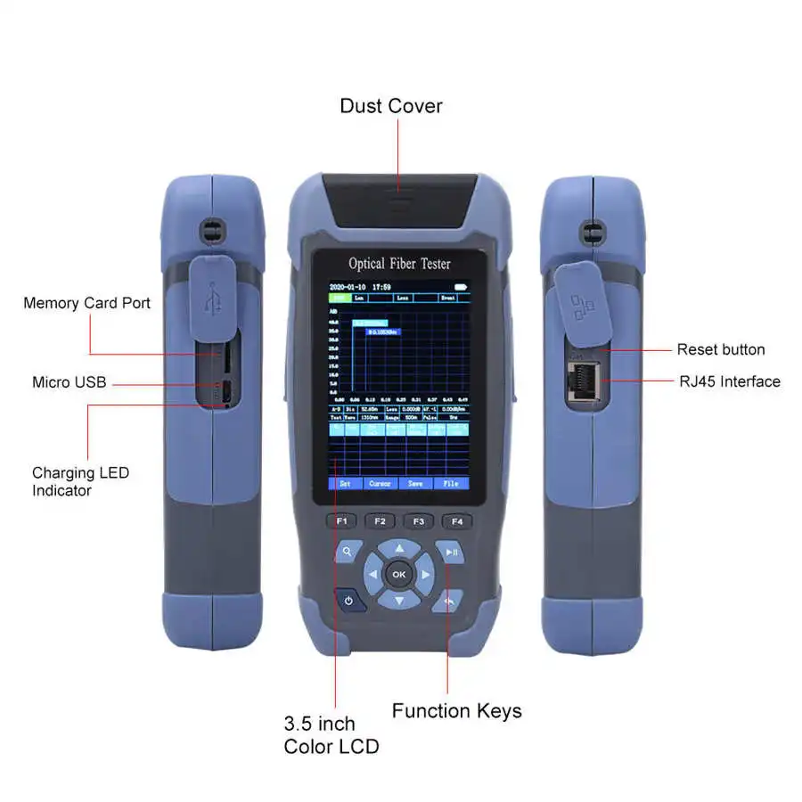 

Wire JW3302S 3.5 Inch Color Screen LCD Optical Time Domain Reflectometer Tester with 8 Functions Circuit Breaker Finder