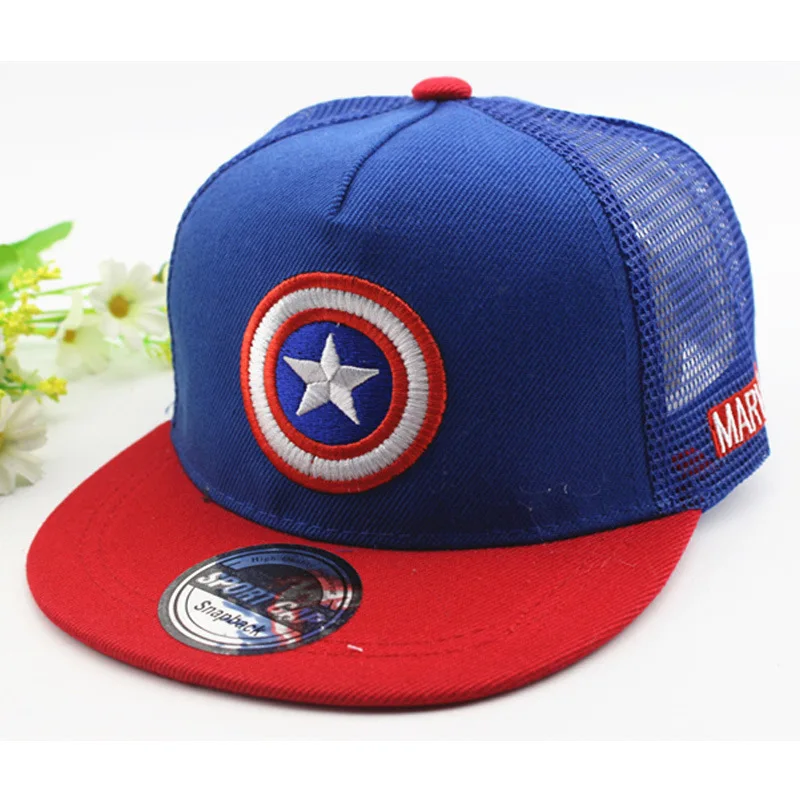 Summer Spring Children Baseball Cap Baby Boys Girl Cartoon Captain America Snapback Adjustable Kids Hip Hop Hat Sun 2-8 Year | Детская