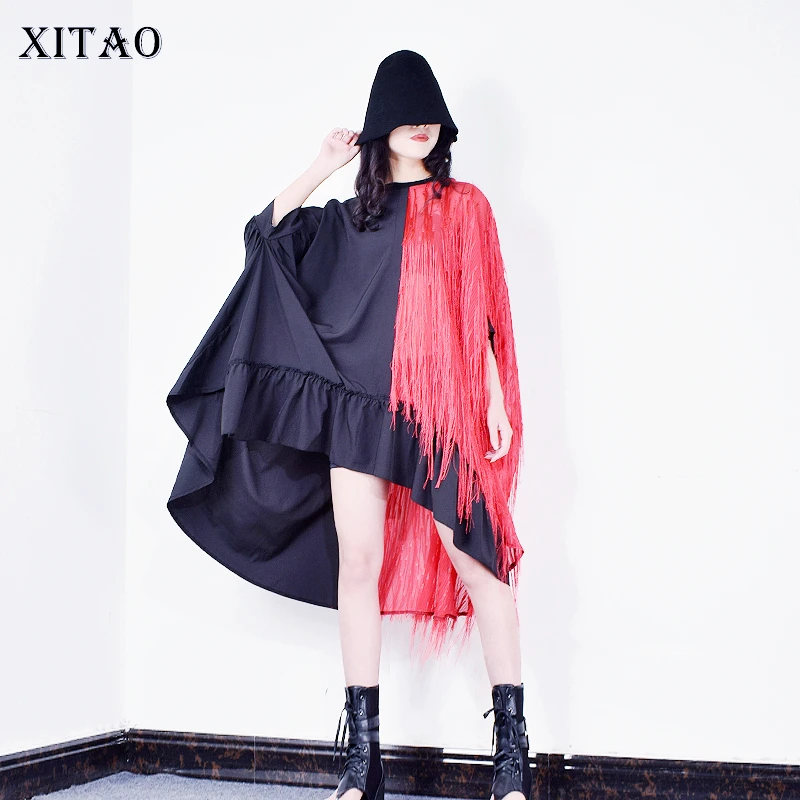 Женская Асимметричная блузка XITAO комбинированная плиссированная блуза