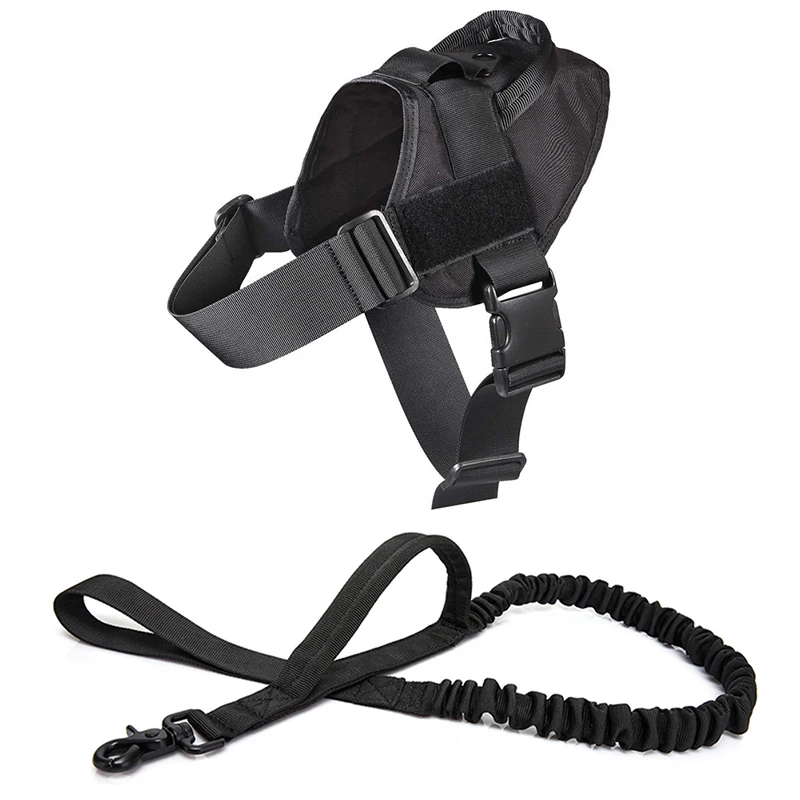 Black Harness Leash Поводок для собак K9, регулируемый нейлоновый ошейник для собак, жилет банджи, поводок для собак, поводок для маленьких собак, немецкая овчарка - Цвет: Black Harness Leash
