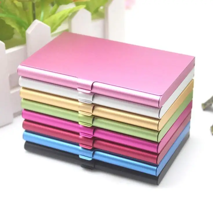 

Wholesale 100pcs Credit ID Card Case files Holder Aluminum Business Cards Box Aluminums Multi Color SN1008