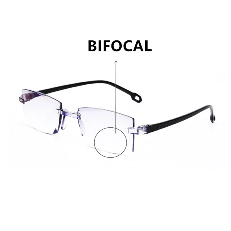 bifocal Высокое качество бифокальные анти синие очки для чтения портативный без оправы многофокальные дальнозоркости очки увеличение Алмазная резка - Цвет оправы: bifocal