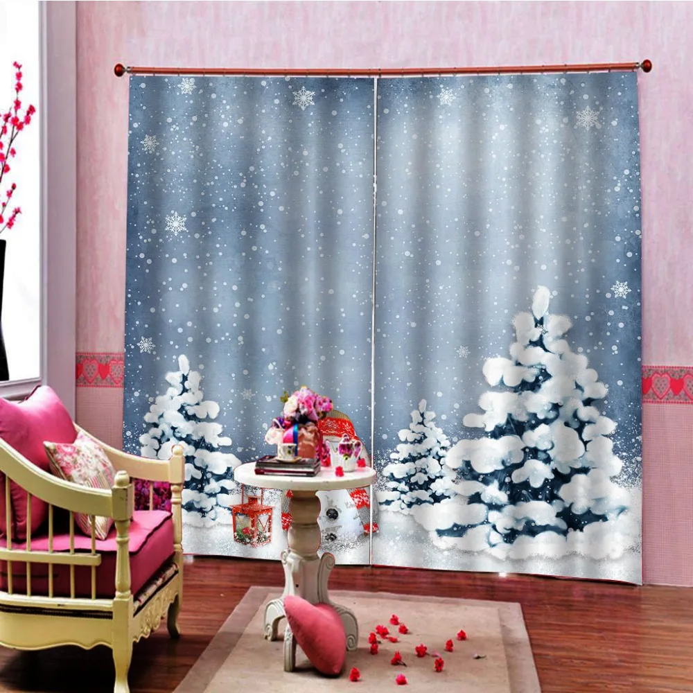 Рождественская занавеска, праздничная оконная занавеска, занавеска для гостиной, Затемненные занавески, УФ-защита, 3D принт, занавеска, Рождественская занавеска s