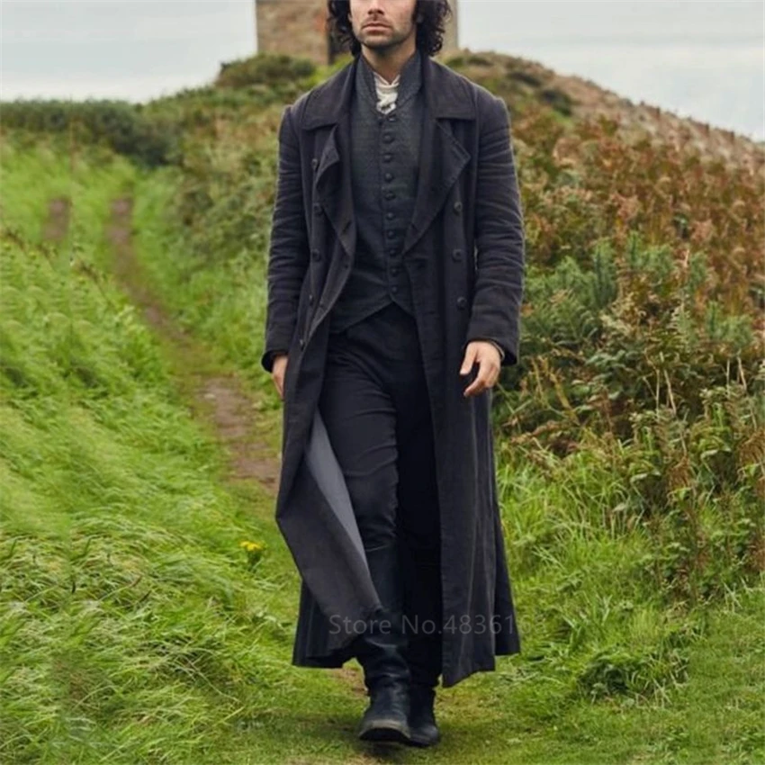 

Carnival Medieval Retro Trench Coat Cosplay Costumes Trench Knight Casual Knit Loose Vintage Warm European Fashion Clothes Men's