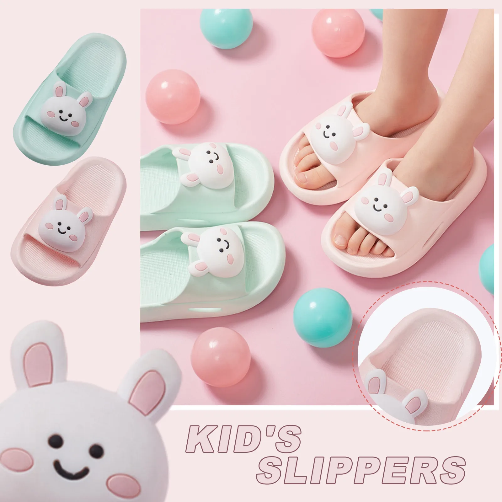 

Kids Slippers Boys Girls New Summer Beach Shoes Baby Toddler Soft Indoor Slippers Children Cartoon Rabbit Cute Sandals Shoes A29
