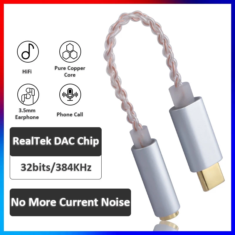 Высококачественный HIFI DAC усилитель для наушников USB Type C до 3 5 мм аудио адаптер 32
