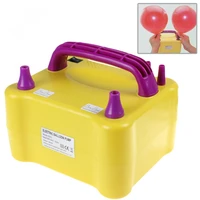 bright yellow 600w electric balloon inflator nozzles dual inflation ports air balloon pump