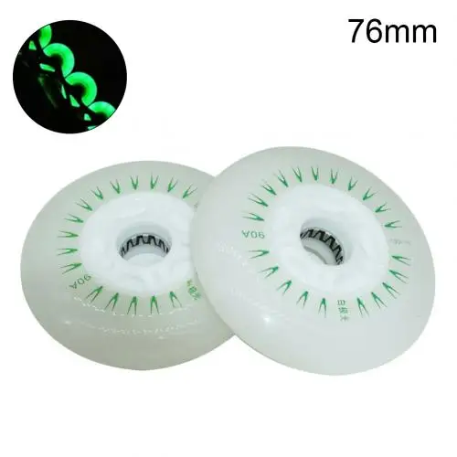 Green 76mm Комплект из 2 предметов, детская одежда на рост 80, 76/72 мм встроенный Инлайн ролики с расположением колес колесики Скорость кататься на коньках светодиодный Раздвижные каток мигающий светильник крутящихся колесиках - Цвет: Green 76mm