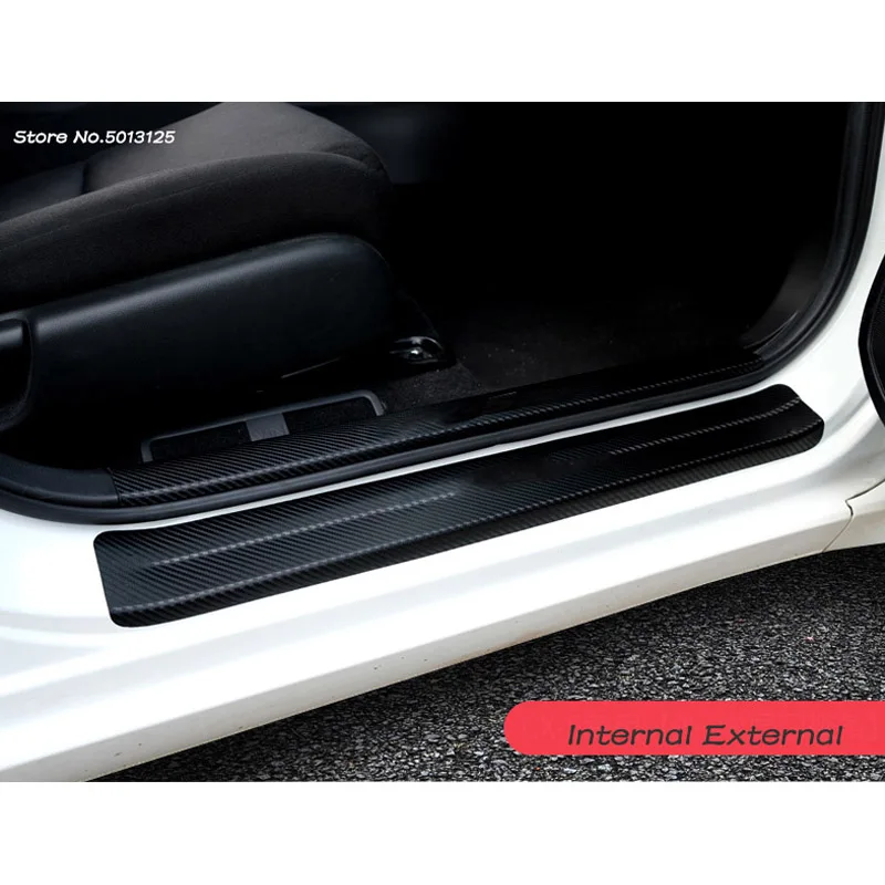 For Nissan Qashqai J11 2021 2020 2019 2018 Carbon Fiber Leather Door Pedal Bumper Scratch Protect Scuff Threshold 2017 2016 2015