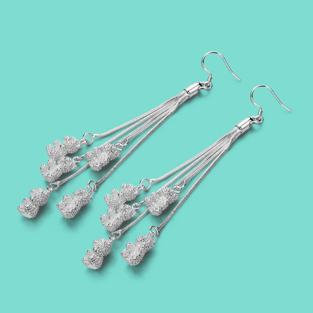 Модные женские туфли 925 стерлингового серебра серьги милые Стиль кисточкой с