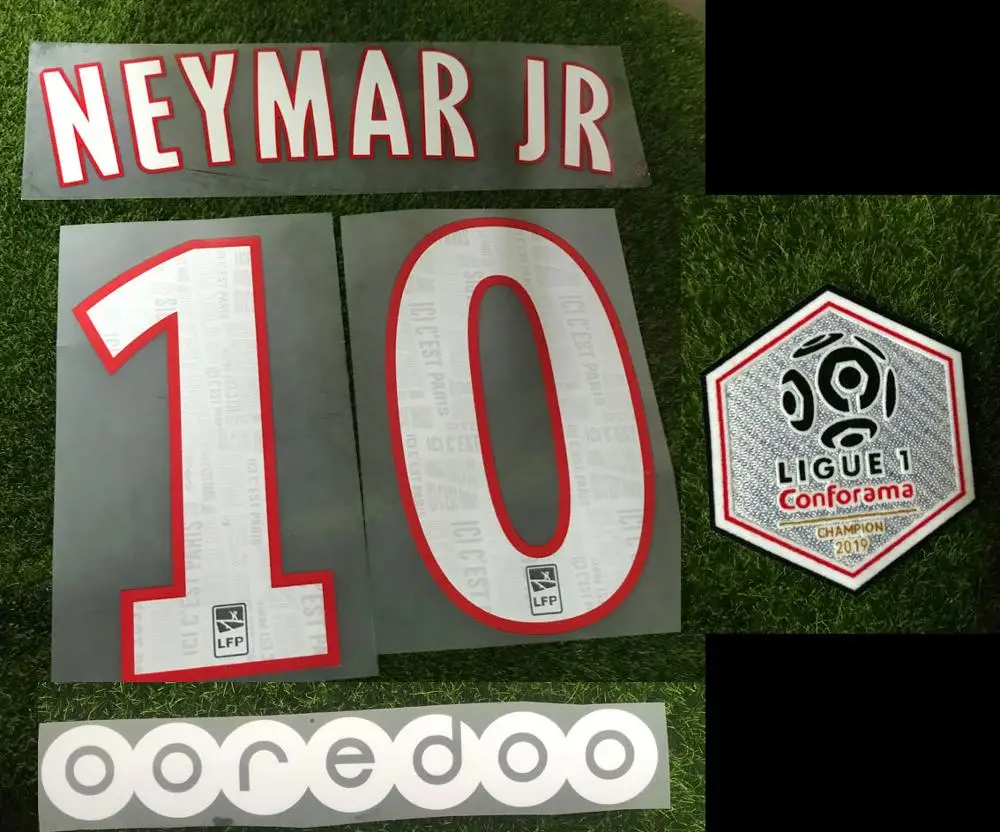 2019 2020 MBAPPE #7 Nameset #10 NEYMAR JR номер имени Лига 1 патч чемпиона + значок OOREDOO|Заплатки| |