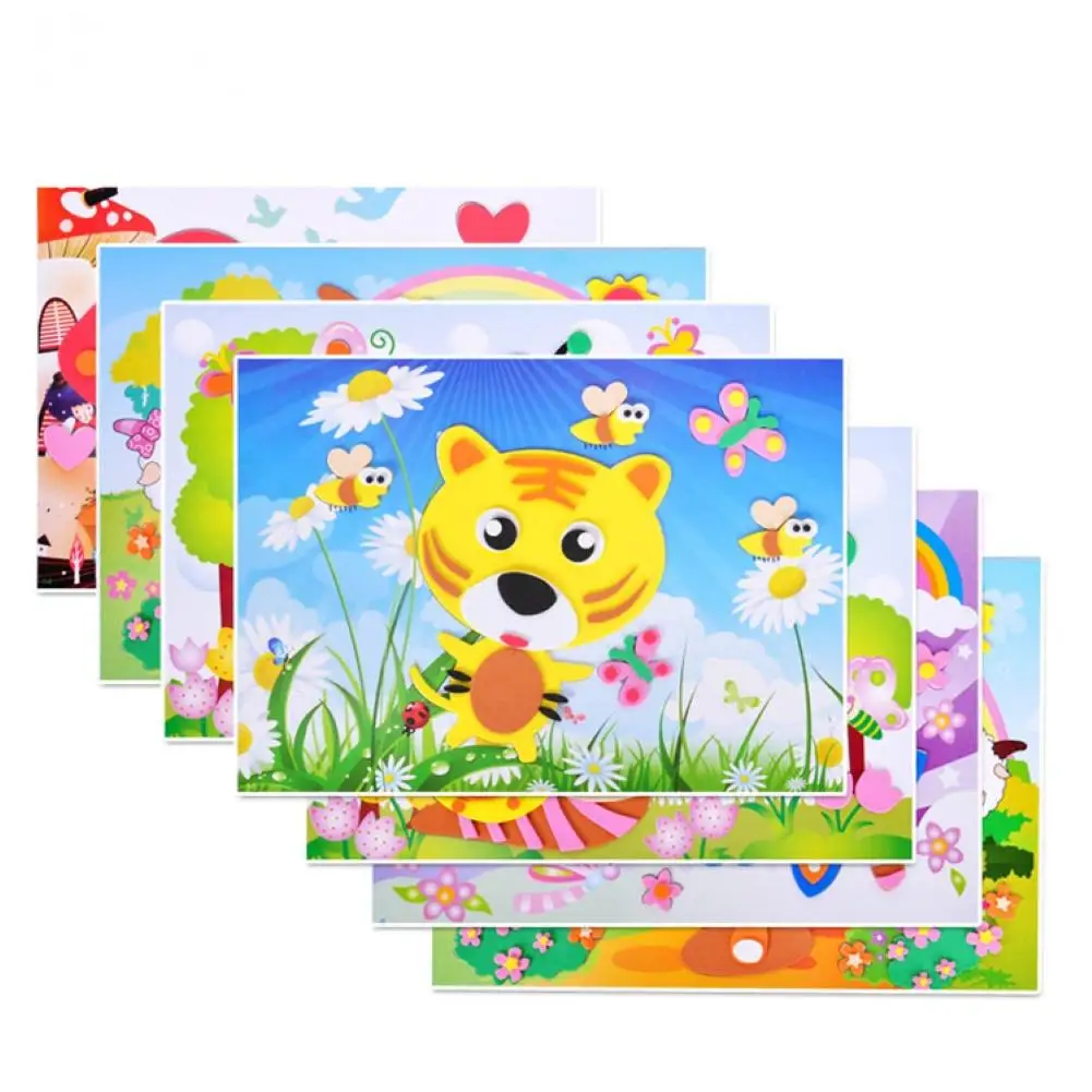 

10Pcs/Set Kids DIY 3D Cartoon Animal Sticker Handmade Crafts Educational Toy Parent-Child Interactive Game