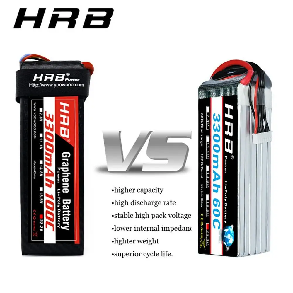 HRB Графен батарея 22 2 V 3300mah 6S Lipo 100C 200C XT60-T разъем для goblin trex 550 вертолет Дрон RC