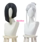 Парик для косплея Game Valorant Viper, короткие прямые черные серебристые и белые термостойкие искусственные волосы, с шапочкой