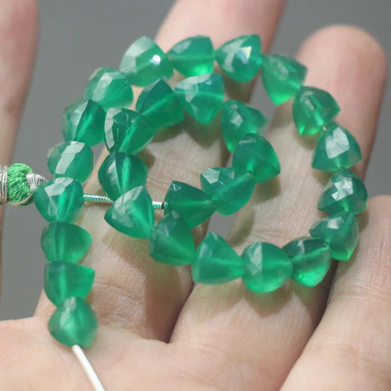 7 5 дюймовая нить супер тончайшее качество Зеленый Халцедон ограненная форма