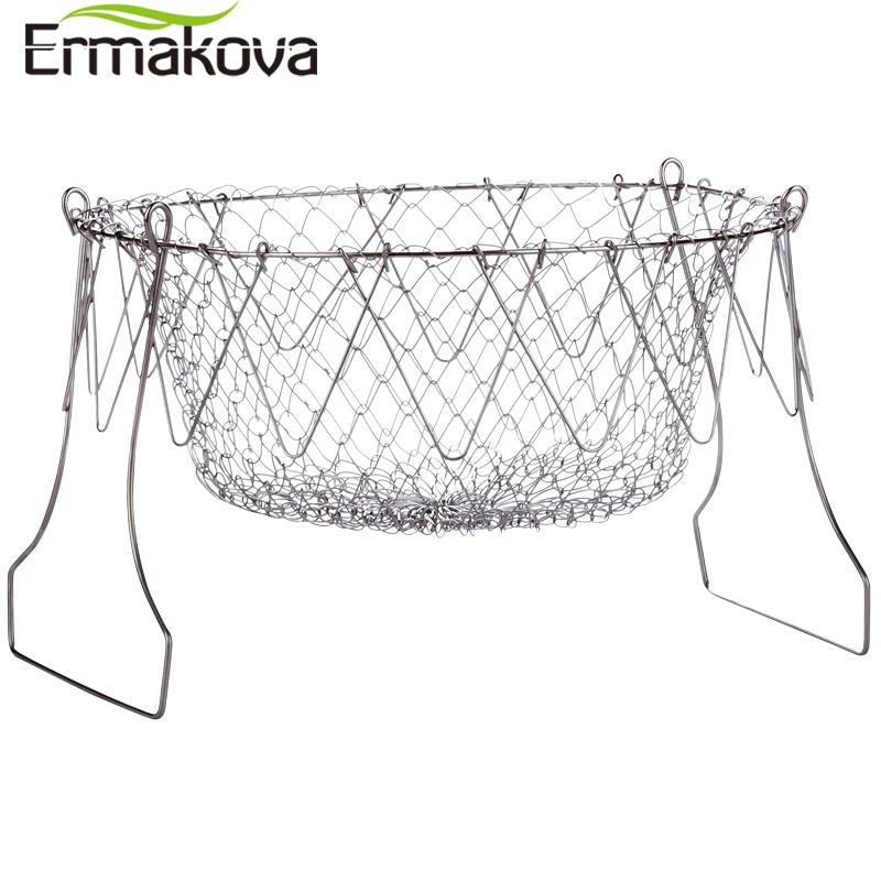 ERMAKOVA складной промывка паром напряжения Нержавеющая сталь жарочная Корзина