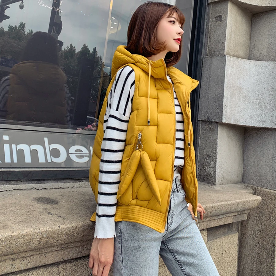 

2019 Autumn Winter Women Vest Korean Style Casual Collar Sleeveless Short Coat Down Cotton Thickening Vest Outwear