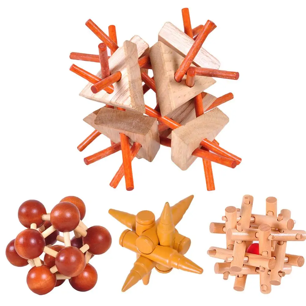 

Wooden Puzzle Cube Kongming Luban Lock Brain Teaser IQ Challenging Toy Gift Puzzle Toys Children Adult Chinese Traditional New