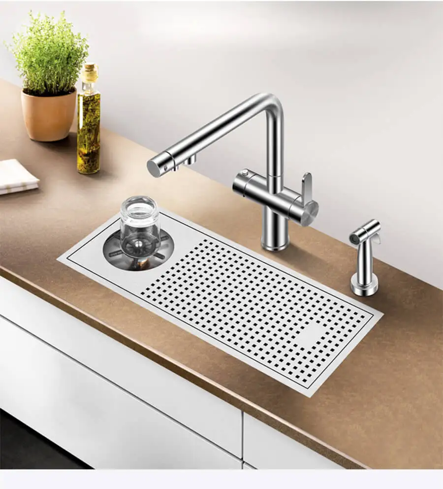 

Automatic High Voltage Cup Washer Bar Counter Kitchen Sink 304 Stainless Steel Handmade Brushed For Milk Tea Cafe Shop