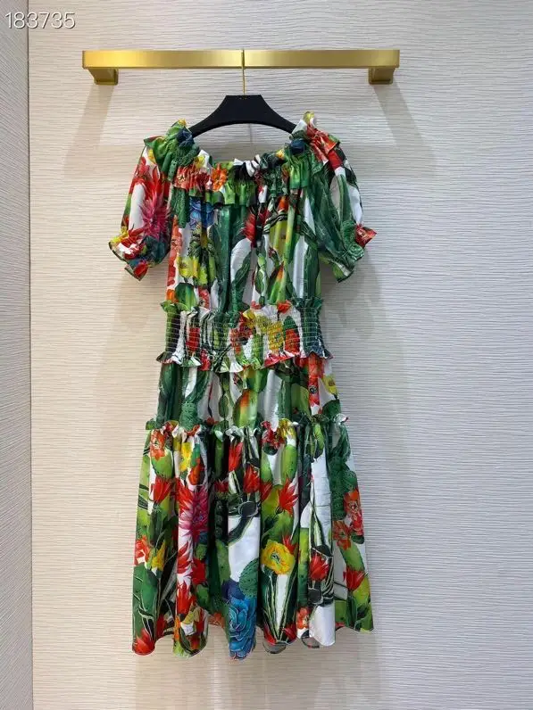 

Autumn Women Dress 2020 casual Fashion Floral print Streetwear Waist Elastic Dresses elegant midi dress ladies clothes
