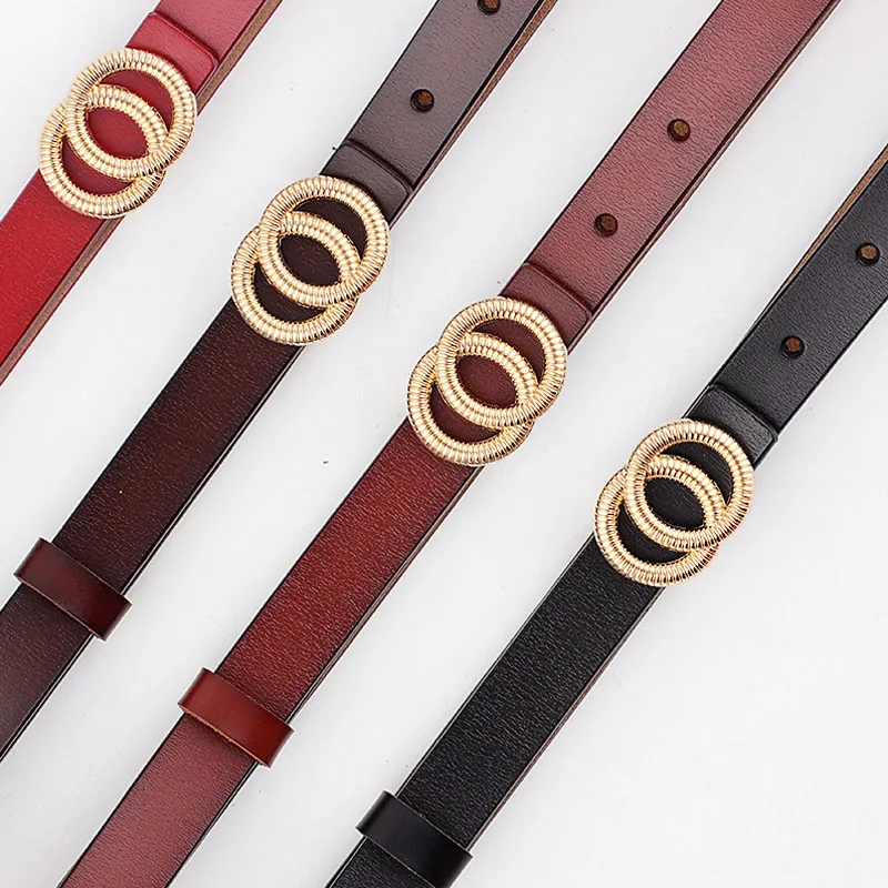 Женский ремень с двойным кольцом Kemeiqi роскошный из натуральной кожи пояс для