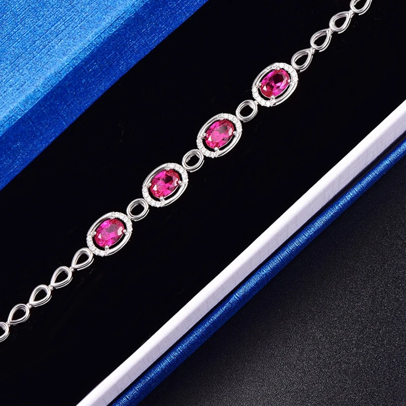 Браслет Шарм JQUEEN из серебра 100% пробы с красным Рубином 21 5 см 9 42 г 4 шт.|bracelet