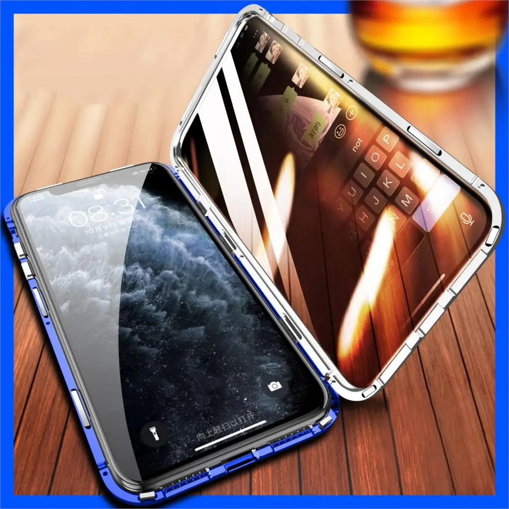 Магнитный чехол с градиентной адсорбцией для iPhone 8 7 Plus HD металлический из