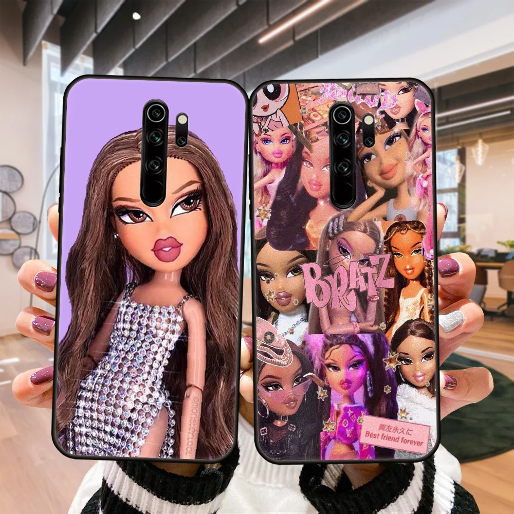 

Phone Case For Xiaomi Redmi 7 7A 8 8A Note 8T 9 9S 4 5 Pro Black Cover Hoesjes Silicone Funda 3D Shell Art Back Cute Bratz Doll