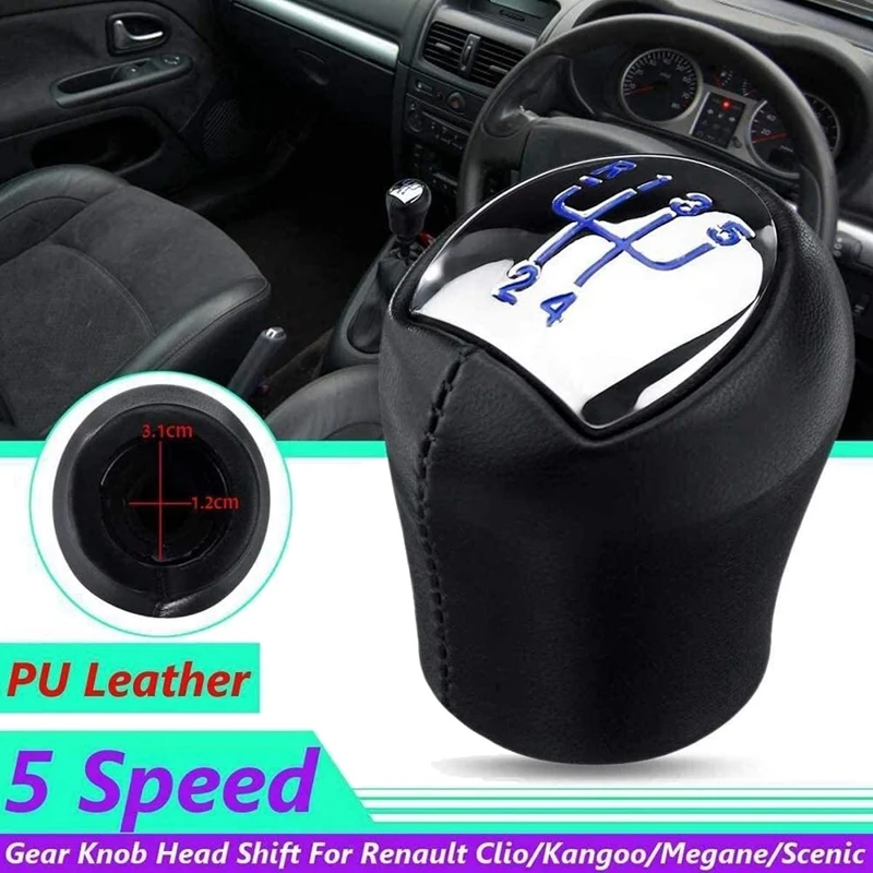 

5-скоростной кожаный ручной рычаг переключения передач для Renault Megane Clio II Teddy Kangoo Logan Blue