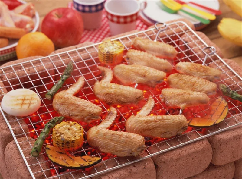 

bbq meshes stainless steel 304 barbecue net BBQ grill Mesh Rectangular Baking Tool with Foot Drainage Cake Drying Mesh Frame