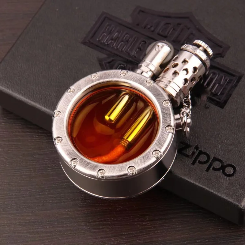 Handmade Pure Copper Gasoline Lighter Quartz Visible Transparent Oil Tank Lighters Portable Round Collection Gift for Man | Дом и сад