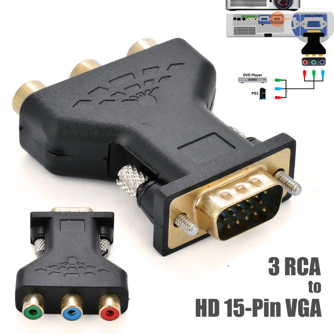 Новое поступление адаптер VGA RCA 3RCA Видео гнездо к HD 15 контактный конвертер
