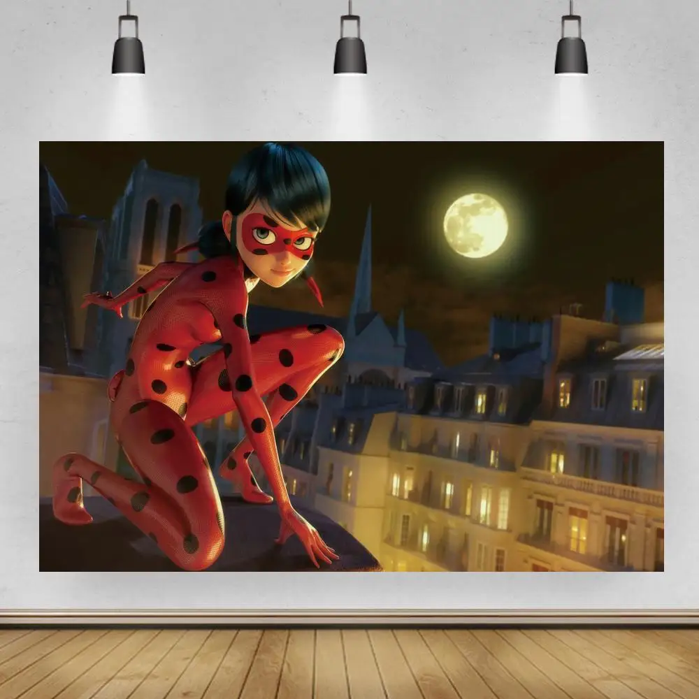

Ночной лунный город здание Красная маска девочка герой фото фон Дети День рождения Обеденный стол Декор постер фотография