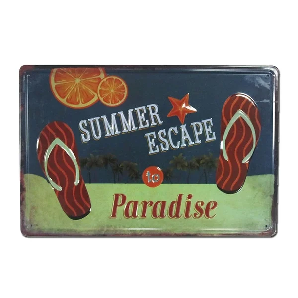 

Summer Escape to Paradise Vintage Tin Sign Metal Sign Metal Poster Metal Decor Metal Painting Wall Sticker Wall Sign Wall Decor