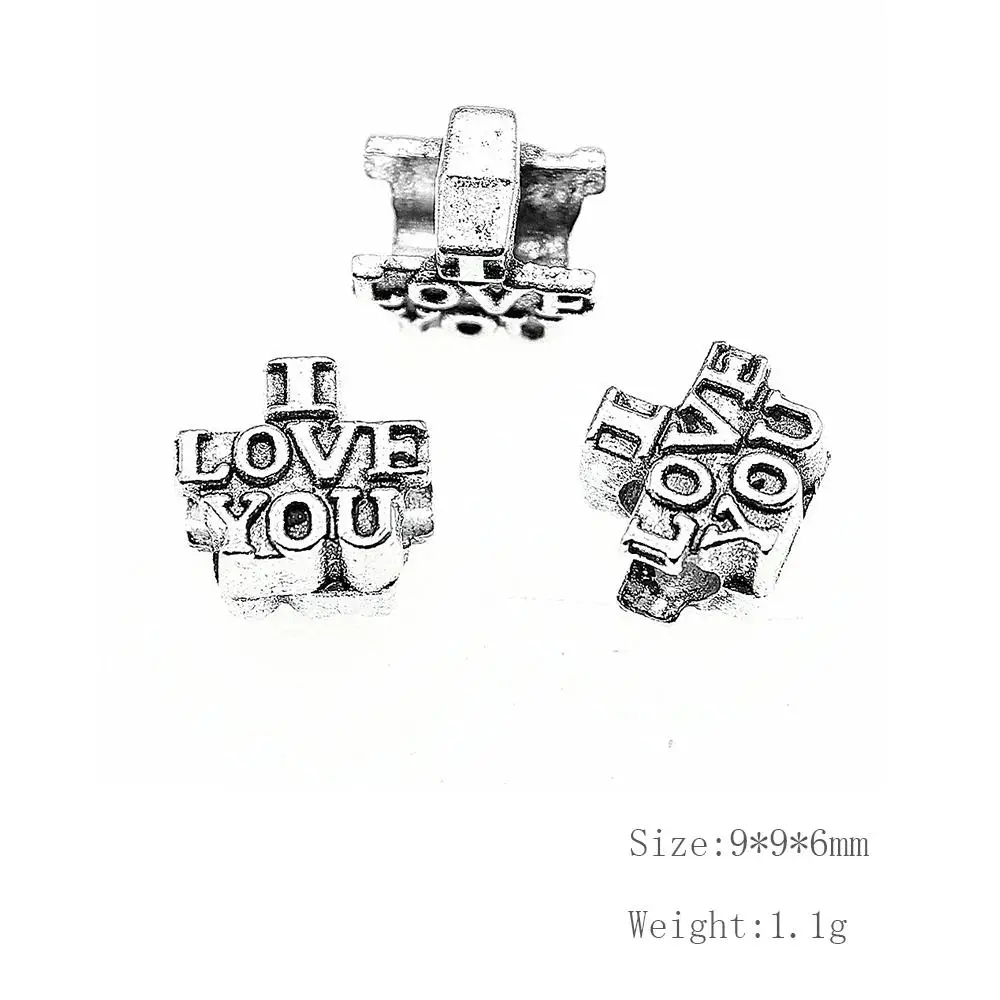 

Malzahar 30 Pieces I Love You European Big Hole Beads Jewelry Findings Components Pendants For Crafts