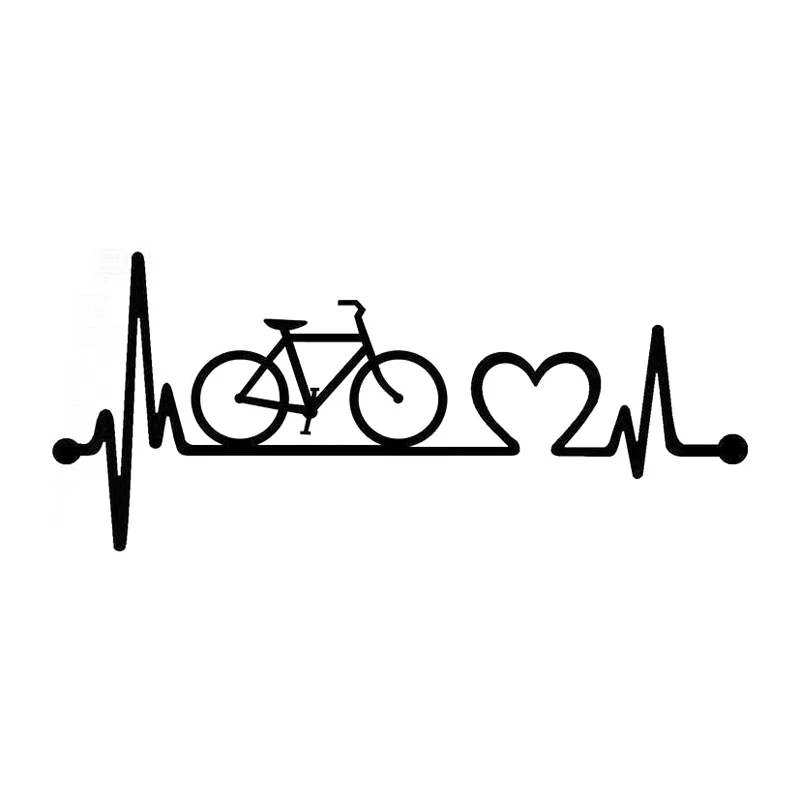 

18.5cm*8.1cm Bicycle Heartbeat Lifeline Cycling Fashion Vinyl Stickers Decals