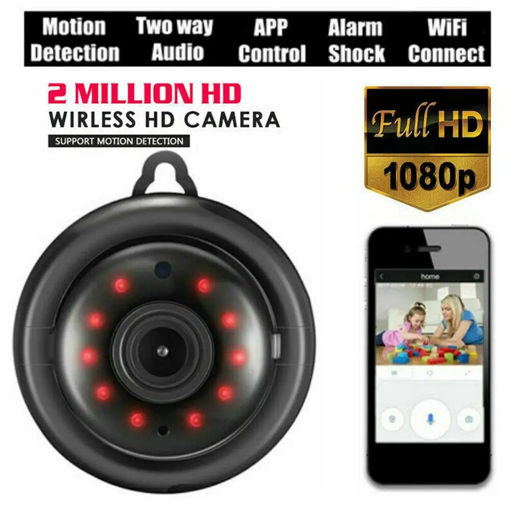 

Mini Wifi 1080p HD IP Camera Wireless CCTV Infrared Night Motion Detection 2-Way Audio Home Security