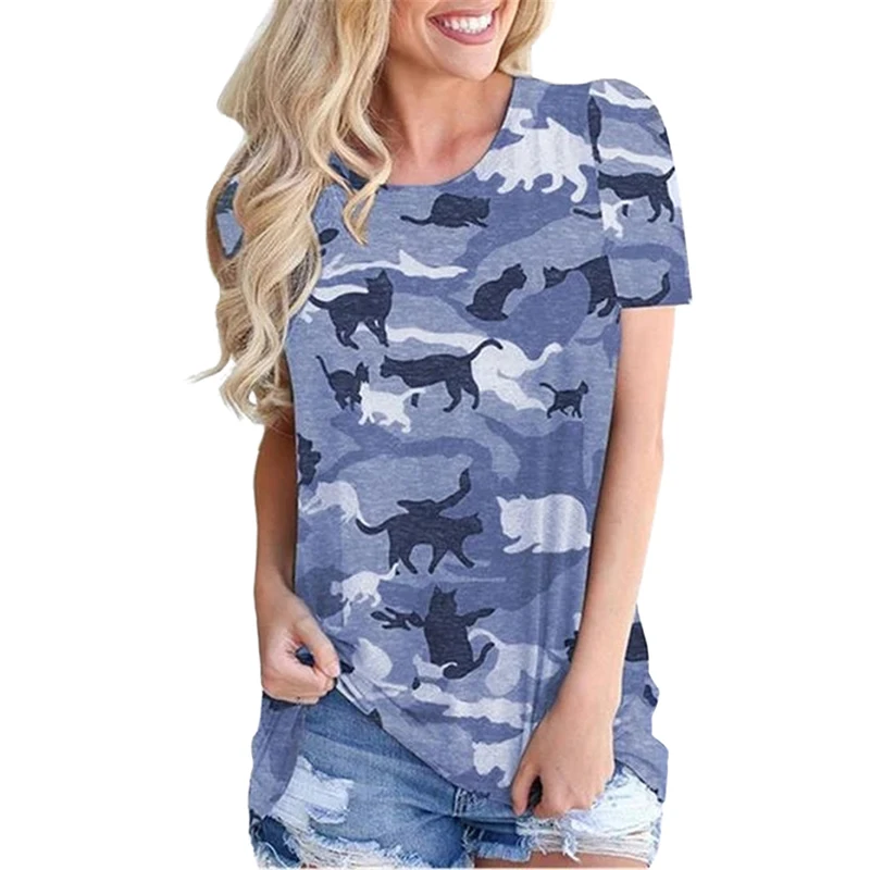 

S-2XL Plus Size Summer Fashion Tops Fpr Women Short Sleeve O-neck Loose T Shirts Casual Printed Women Clothing