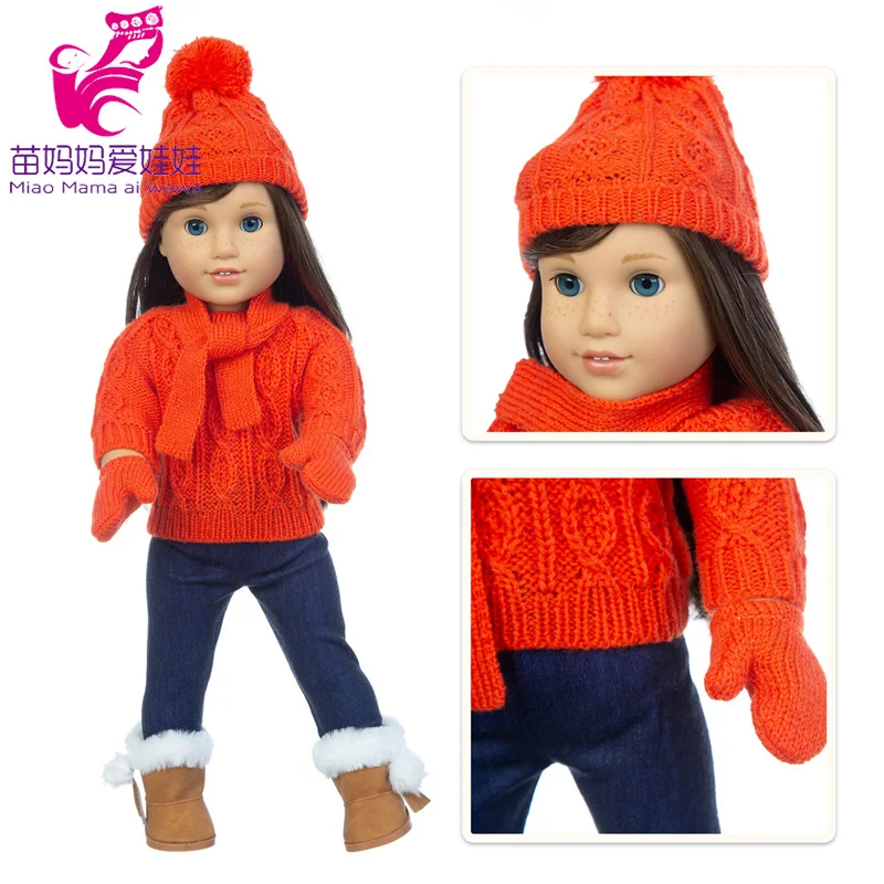 Комплект из 4 предметов шапка шарф свитер платье для кукол-младенцев 40-43 см 18