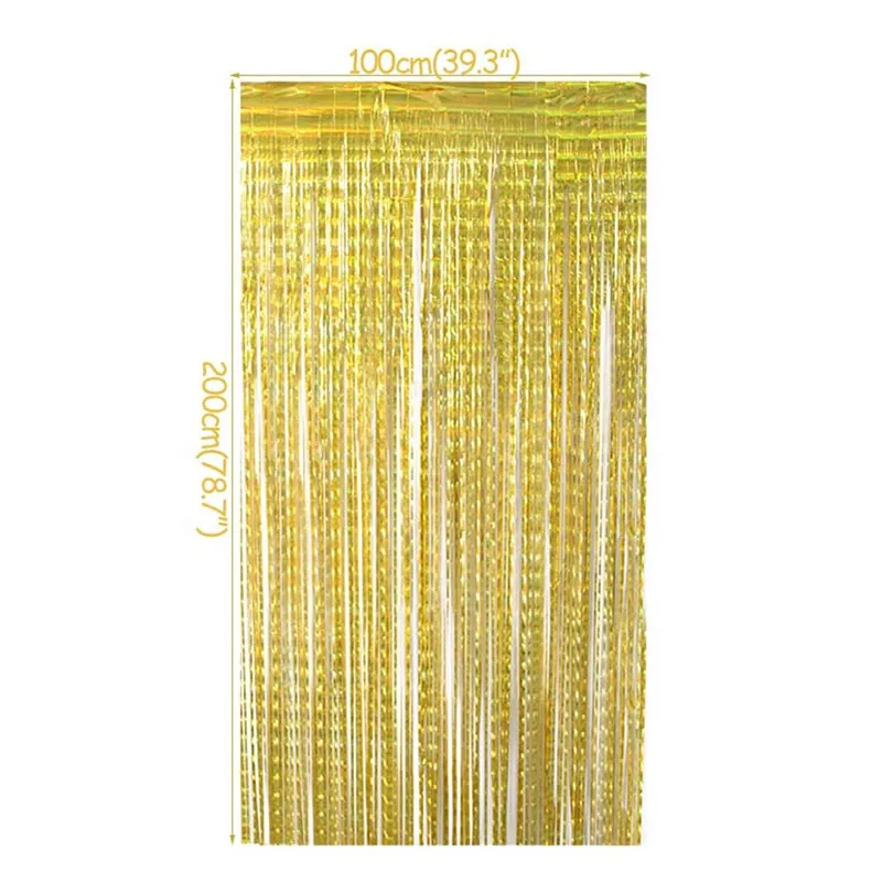 

2m Rose Gold Backdrop Curtains Metallic Foil Tinsel Fringe Curtain Wedding Birthday Party Photography Background Decorations