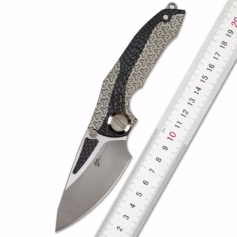 

Kevin VENOM ARMOR folding knife M390 blade titanium outdoor camping hunting survival pocket kitchen fruit knife EDC tool knives