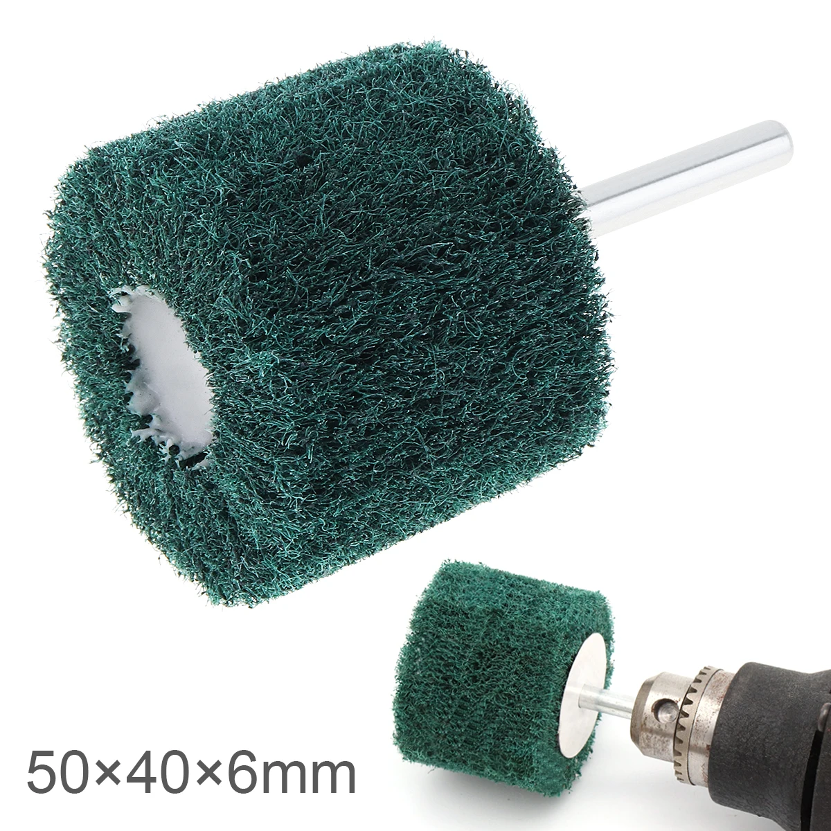 

6mm Scouring Pad Grinding Sanding Head Flap Wheel Mounted Polishing Brush Wheel for Stainless Steel/Aluminum Grinding Polishing