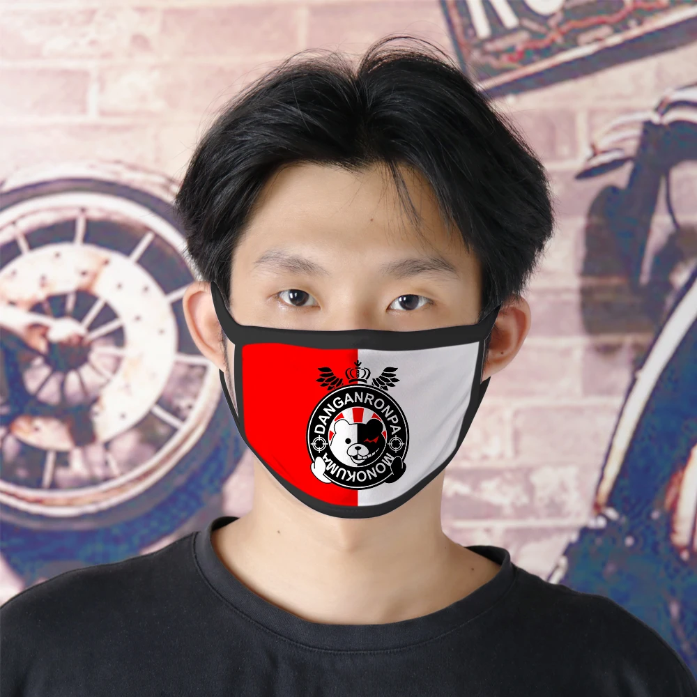 

New Anime Monokuma Mask 3D Print Harajuku Face Mask High Quality Hip Hop Washable Mask Cosplay Monokuma Mouth Face Mask Unisex